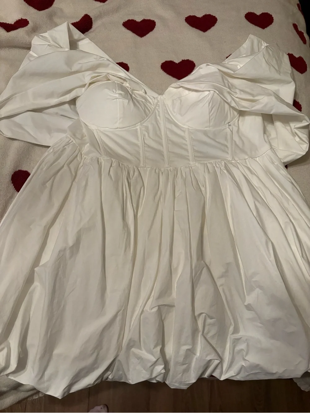 Fashion Nova Ivory Puff-Sleeve Corset Babydoll
